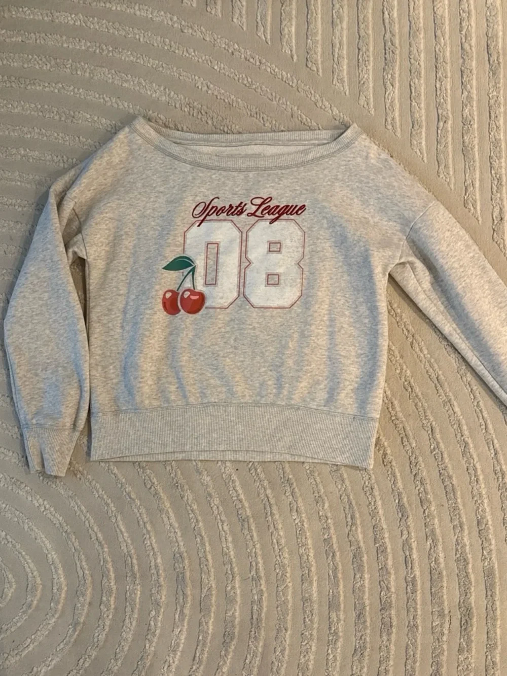 abercrombie kids Light Gray Crewneck Sweatshirt with Cherry Graphic